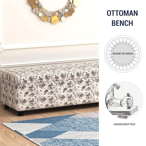 Image of 3 Seater Upholstered Ottoman Bench with Storage for Living Room | End of Bed Storage Seat | Button Tufted Pouffe Storage Settee Couch for Living Room Bedroom Office