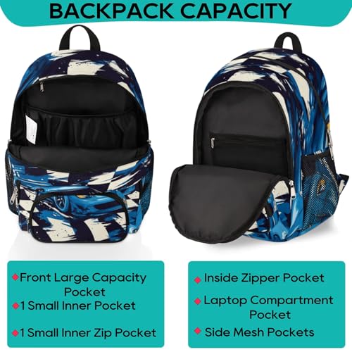 Kids School Backpack for Boys Girls - Lightweight Waterproof Bookbag Elementary Primary School Bag Outdoor for Students College Travel Daypack with Chest Strap 16.7 Inch, Car Racing3
