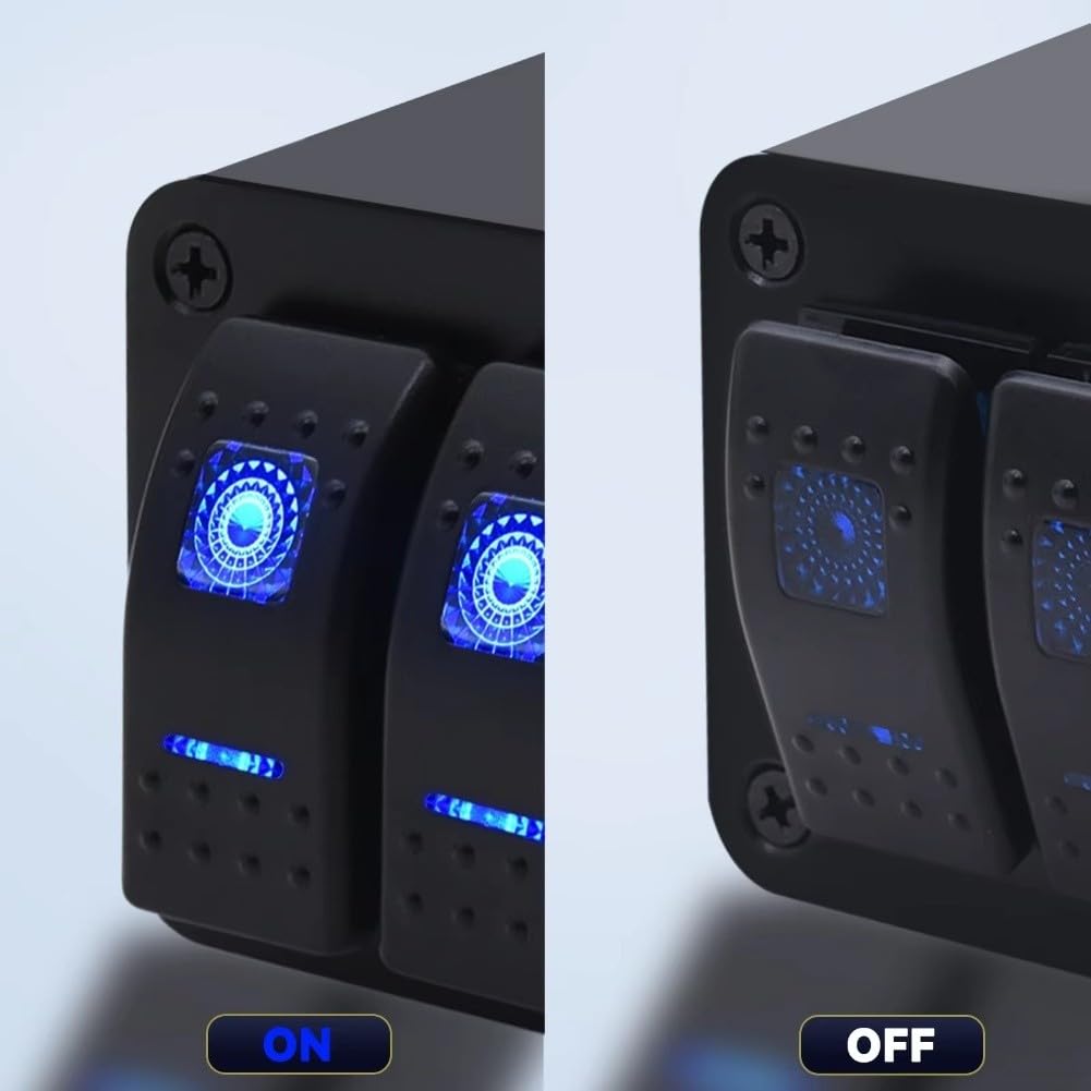 Pannello interruttore universale a 3 marce, 12 V/24 V, con voltmetro e funzione di ricarica rapida, IP65, resistente alle intemperie, per camper, camion, robusto alloggiamento in alluminio e nylon con