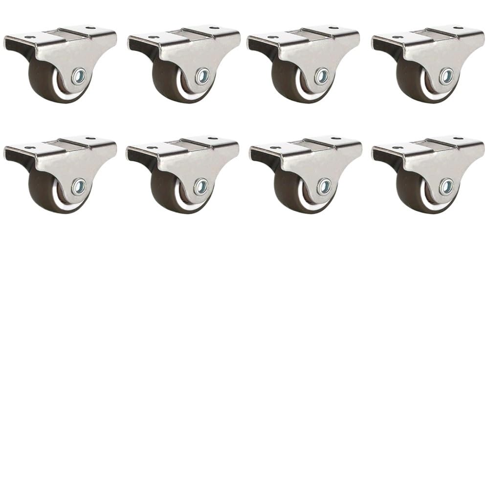 GBRJUYF Mini Furniture Cs Low Profile Soft Rubber Wheels Directional Rolling Cs Silent 8-Pack Ideal for Carts and Drawers 1.25 Inch and Easy to Install