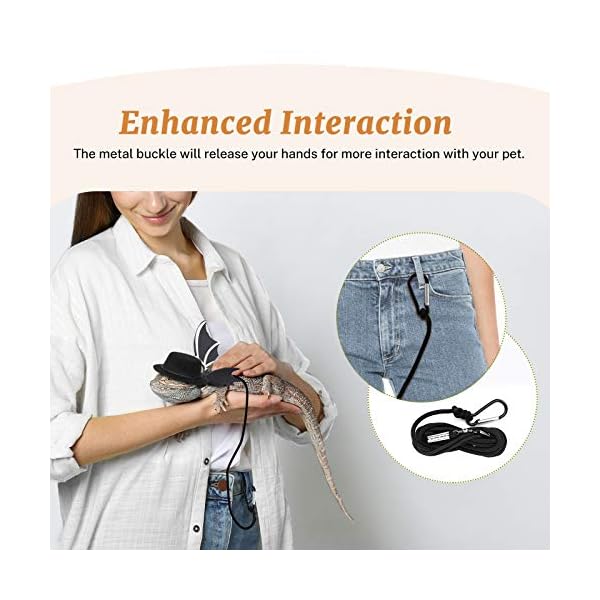 Vavopaw bearded dragon lizard leash harness (s/m/l 3 pack), adjustable leash bat wings costume accessories with hat & bow tie collar for lizard reptile, gecko, iguanas, amphibians & small animals - image 6