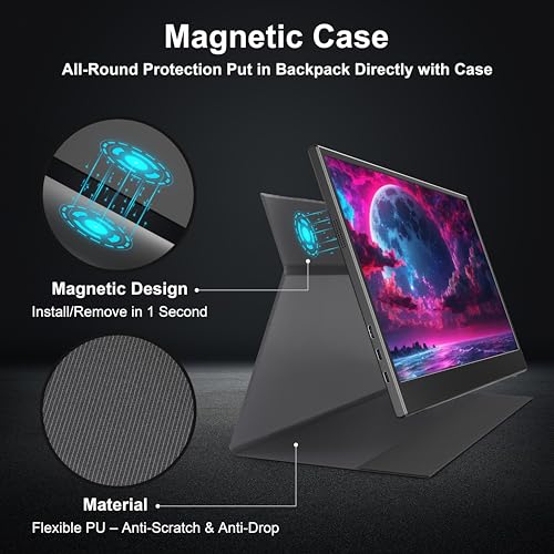 Image of UFYQL 4K Portable Monitor for Laptop, 15.6 inch 3840x2160 UHD IPS Screen, with Dual Full-Function USB-C & Mini HDMI Ports, Smart Cover, VESA Mountable for Laptop PC Phone PS4 /5 Xbox Switch