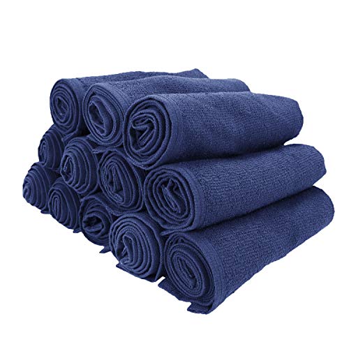Image of Arkwright Bleach Proof Salon Towels - Pack of 12 - Highly Absorbent, 100% Cotton, Quick Dry Spa Face Towel for Hair Stylist, Barber, Pedicure, and Esthetician, 16 x 28 in, Navy