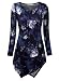 BAISHENGGT Women's Crewneck Long Sleeve Handkerchief Hem Tunic Top Large Dark Blue Floral