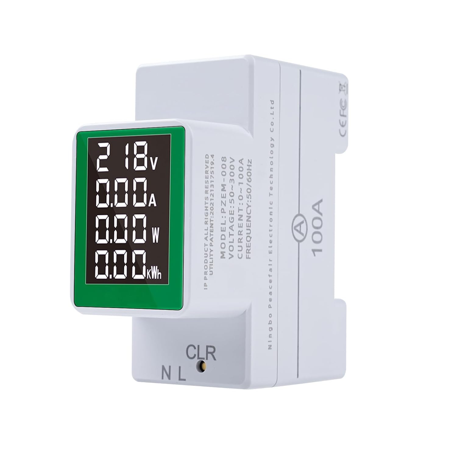 DEWIN Wattmetro,PZEM-008 AC50-300V 100A Contatore Energia Elettrica Amperometro da Quadro Voltimetro Amperimetro Digital con Display LCD