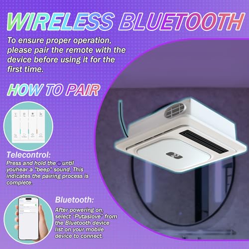 Image of Bathroom Exhaust Fan With Heater and light & Bluetooth,1800W Dual-Heat