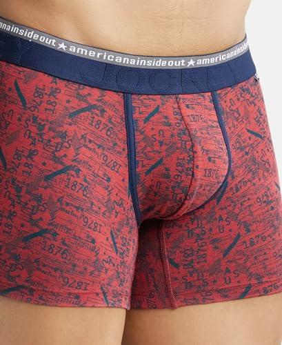 Image of Jockey US63 Men's Super Combed Cotton Elastane Stretch Printed Trunk with Ultrasoft Waistband