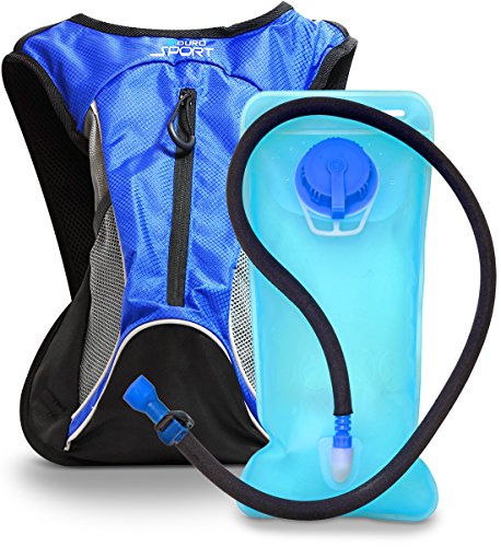 Aduro Sport Hydration Backpack [Hydro-Pro], 1.5L / 2L / 3L BPA Free Water Bladder, Unisex, Water Resistant, Durable, Light Weight, Adjustable Sizing (Blue, 2 Liters (67 Fl. Oz))