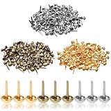 300 Stück Musterbeutelklammern 8mm Musterklammern Metall Gold Rundkopfklammern Rundkopf Leicht Mini Runde Brads Flachkopf Bastelklammern für Schule Büro Papier Briefklammern Basteln Handwerk Diy