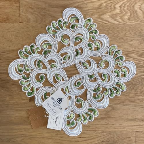 Plauener Spitze Tischdecke 21x21 cm - Design Genf - Feine Guipure...