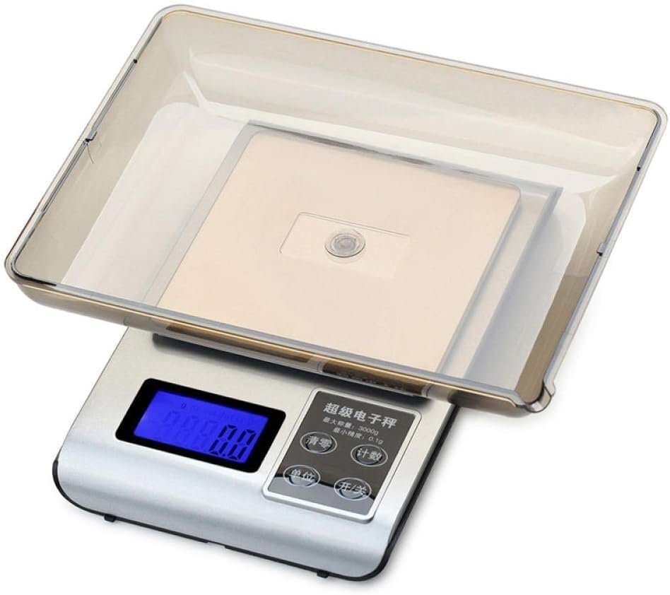 Báscula electrónica para Cocina y joyería, 0,1 g, para Uso doméstico, para joyería, Oro, Medicina, repostería, 1000 g/0,1 g (2000g/0.1g)