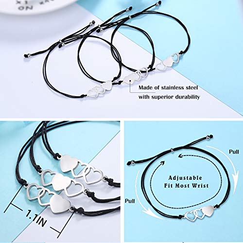 UNGENT THEM 2/3/4/5 Pcs Matching Heart Bracelets Friendship Sisters Gifts for Best Friends Cousins Bestie Women3