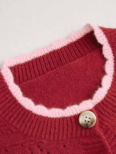 Image of CIDER Cardigan Sweaters for Women Trendy Cute Sweaters Long Sleeve Crew Neck Heart Print Cardigans Spring Fall Outfits