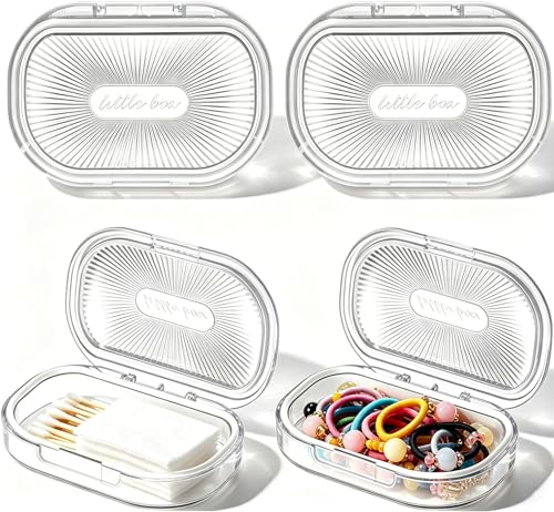 ESEHGS Travel Qtip Holder with Lid,4 Pcs Portable Swab Container,White
