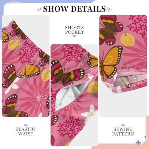 Butterfly Flower Orange Boys Pants for Kids Jogger Pants with Pockets S-XL4