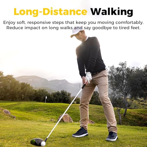 Image of Men's Spiked Golf Shoes Slip-On Waterproof Non-Slip Lightweight Outdoor Walking Shoes for Golfers Footwear US Size 7-12