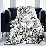 Ahego Throw Blanket Anime Collage Throws Flannel Ultra Soft Lightweight Travel Blankets for Adults Teenagers