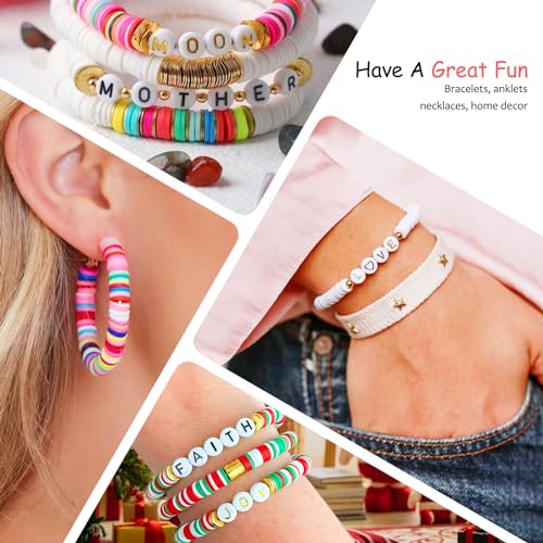 Image of Redtwo 23000Pcs Clay Beads Friendship Bracelet Making Kit, 7 Boxes 144 Colors Flat Polymer Heishi Beads Set for Friendship Jewelry Making Kit with Pendant Charms, Crafts Gifts for Girls Ages 6-12 Kids