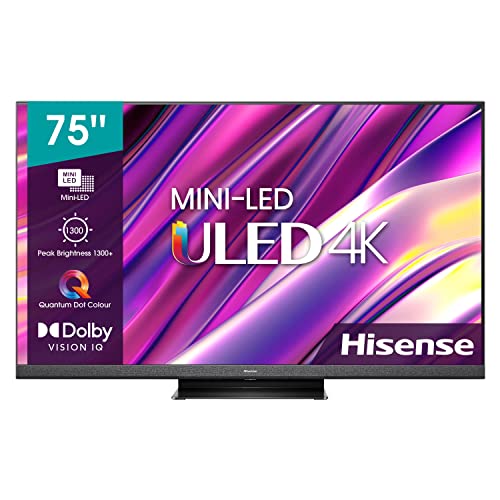 Hisense 75' MINI-LED UHD 4K 75U81HQ, Smart TV VIDAA 6.0, HDR Dolby Vision, ADS, Controlli vocali Alexa Built in/Google Assistant, Tuner DVB-T2/S2 HEVC 10, lativù 4K, nero
