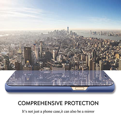 S10 Plus Leather Case Compatible With Samsung Galaxy S10+ Plus Phone Case Clear View Makeup Mirror Flip Cover, S10+ Case With Kickstand Shockproof Protective Cover For Samsung S10 Plus 6.4-Inch #TOP1