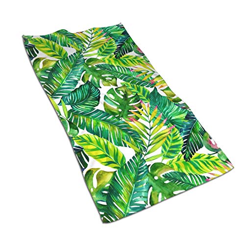 WAZHIJIA Tropical Plants Palm Leaves Beach Bath Pool Towel Polyester Cotton Hand Towel for Hotel Spa Bathroom Gym Family Banana Leaf Towels