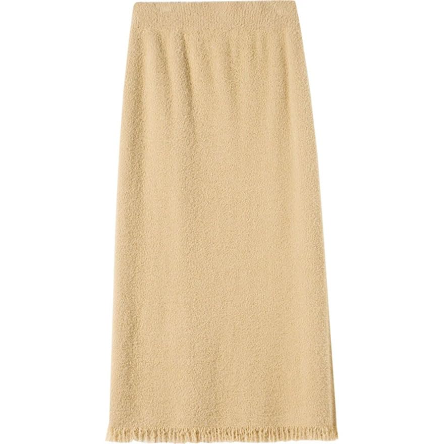 Pulcykp Women Tassels High Waist Long Knit Skirt Slim Fall Winter Solid Non Strech Casual Knit Skirts2