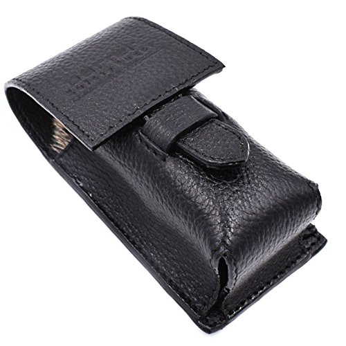 Parker Safety Razor's Genuine Leather Travel Shave Brush Case (Black) - Protect your Shaving Brush