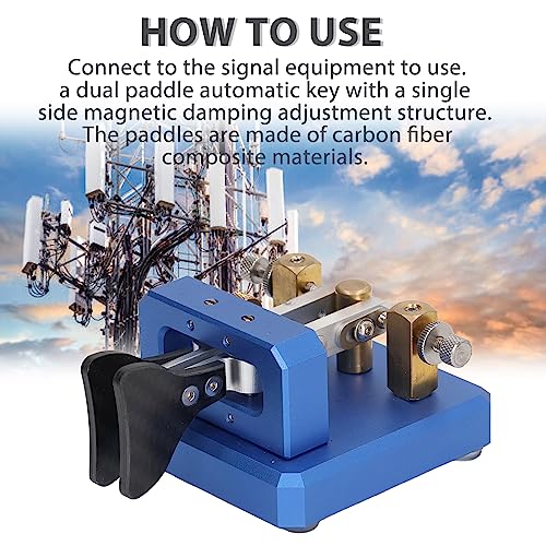 Image of CW Key, Good Workmanship Easy Tapping Automatic Morse Code Key Carbon Fiber Paddles Silver Contact for Training (Blue)