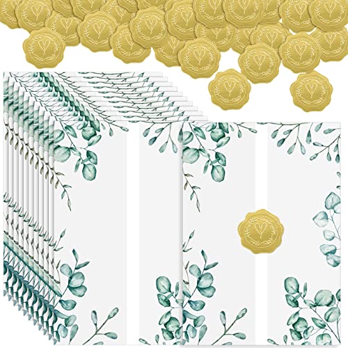 Kisston Pacote com 100 jaquetas de veludo pré-dobradas com estampa vegetal para convites de casament