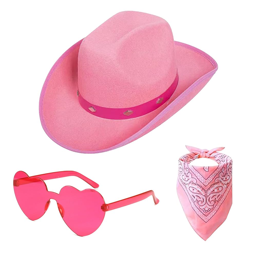 Sombrero de Vaquero Rosa, Sombrero de Vaquero de Fieltro Rosa, Para Despedida de Soltera, Fiesta de Disfraces, Disfraces de Juego