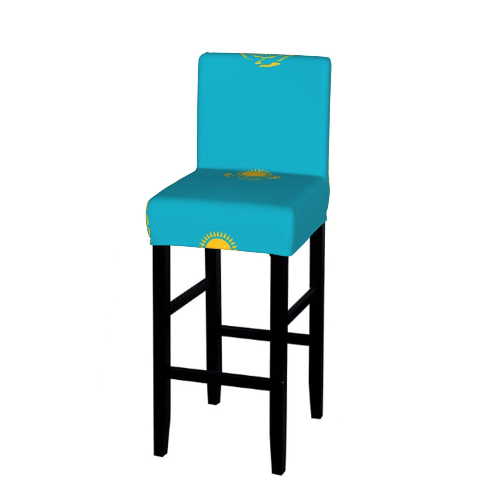 Flag of Kazakhstan Bar Stool Cover-Stretchy Chair Slipcover for Kitchen