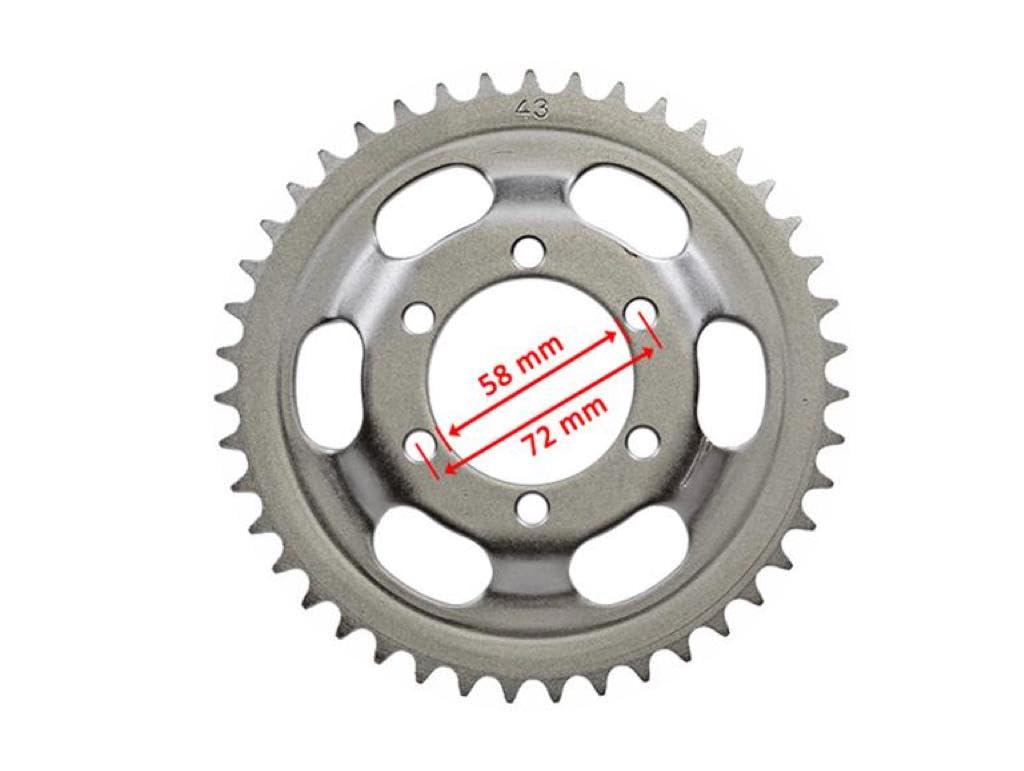 Kettensatz 415 Kette, 43 Zähne Kettenrad, 13 Zähne Ritzel passend für Zündapp Hai, CS, CX, ZD, ZL, ZS, ZE, ZX, Combinette 428, 429, 433, 441 – Inkl. Kettenschloss