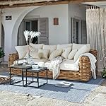 Loberon Outdoor Sofa Rimini XXL Braun/Creme