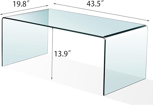 Miniatura 2 de Mesa de centro de vidrio templado, mesa de centro moderna transparente transparente en forma de n y elegancia moderna para tu sala de estar, hogar y
