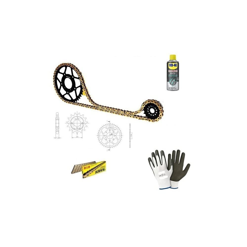 Compatible con KTM Duke 4T 125 2013 13 PIÑÓN Kit Cadena PIÑÓN para Moto DE TRANSMISIÓN Did 520VX3 LUN 112 Enlaces, PIÑÓN Acero P520-Z45, PIÑÓN P520-Z14 ESPECÍFICO