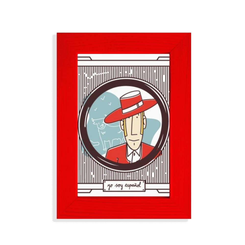Cadre photo rouge avec illustration espagnole affiche murale deco andalouse