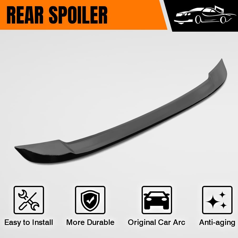 Trunk Spoiler Compatible with 2023-2025 Honda Accord, ABS Plastic OEM Factory Style Rear Trunk Tail Lid Racing Spoiler Wing, Gloss Black