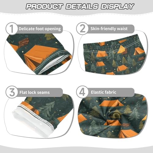 Tent Tree Camping Pattern Girls Leggings Soft Stretch Workout Yoga Dance Pants for Kids Casual Tights3