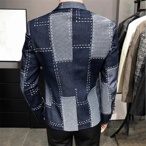 REHJJDFD Men's Classic Denim Business Casual Denim Suit Jacket Male Cowboy Blazers Men Slim Fit Coat3
