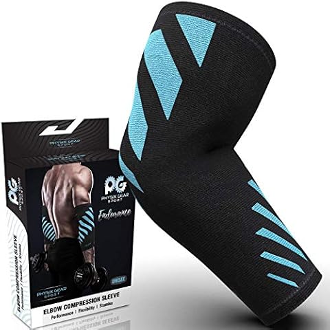 Elbow Support for Men & Women - Tennis Elbow Brace, Golfers Elbow Support, Premium Breathable Elbow Compression Sleeve for Joint Pain, Golf Elbow, Tendonitis & Tennis Elbow Relief (Single, BLUE L) Cover