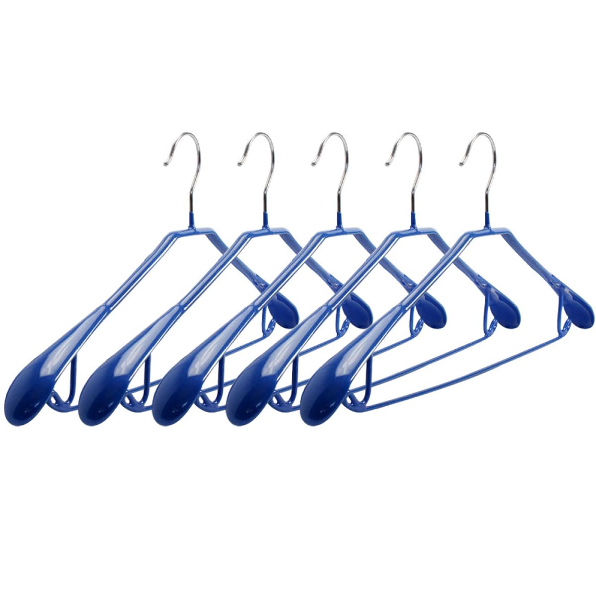 Cintres larges bleus en plastique 45 cm antidérapants pour un rangement efficace de la maison