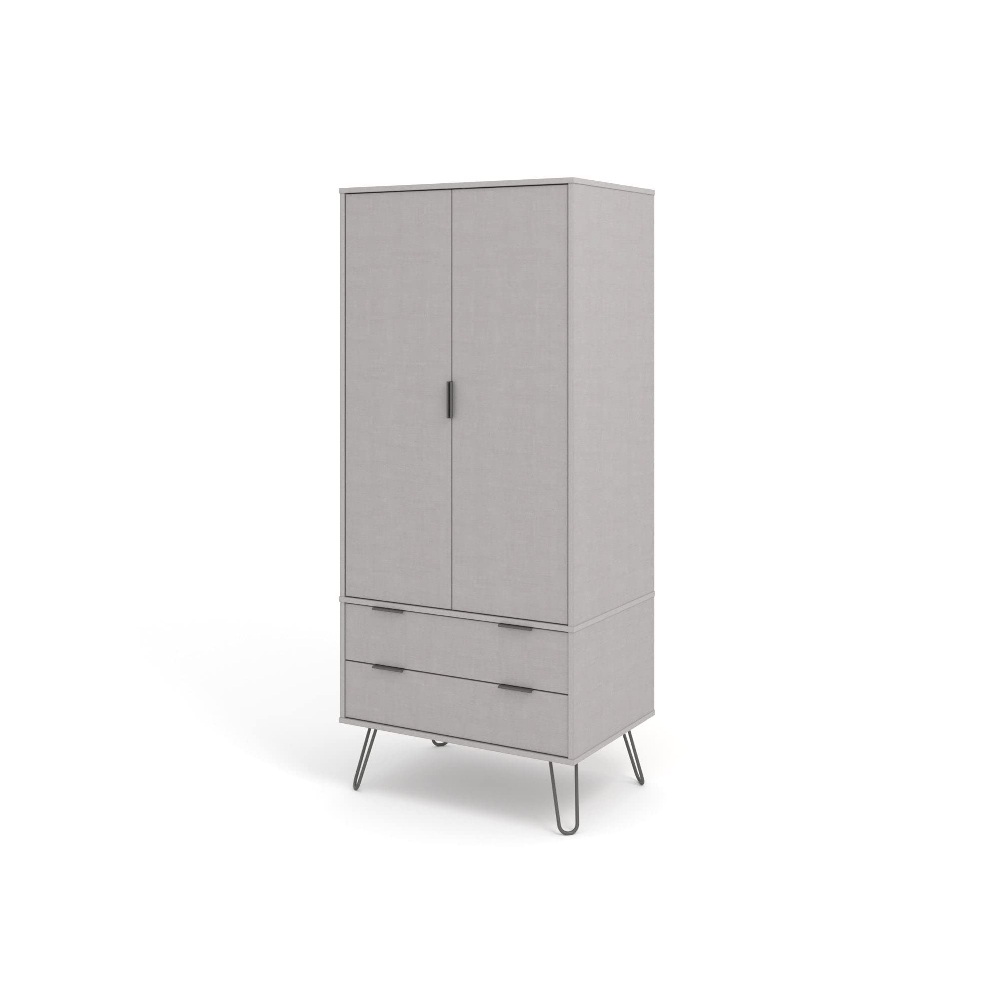 Core Grey Products Augusta 2 Door 2 Drawer Wardrobe - Driftwood, White(Grey)