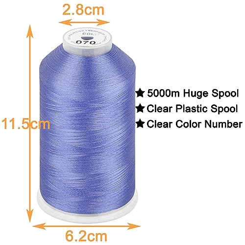 Image of New brothread - Single Huge Spool 5000M Each Polyester Embroidery Machine Thread 40WT for Commercial and Domestic Machines - Cornflower Blue
