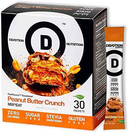 Devotion Nutrition Flex Flavors | Stevia Instant Sweetening Flavor Packets | Sugar Free, Dairy Free, Gluten Free, 0 Calorie | 30 Count (Peanut Butter Crunch)