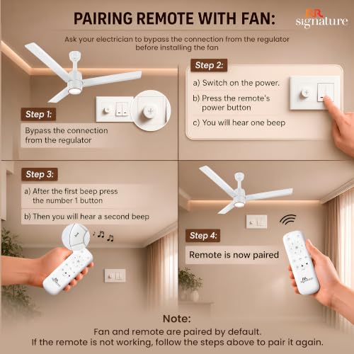 Image of RR Signature OPUL AIR 1250mm BLDC Underlight Ceiling Fan with 100% Pure Copper Motor - 35W | 350 RPM High Speed | Remote Control & LED Light | 3 Light Modes | 3 Year Warranty - MIRAGE WHITE