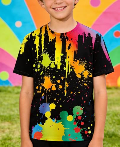 Image of LAIDIPAS Boys Girls 3D Graphic T-Shirt Short Sleeve Tops Tees 6-16 Years | Kids Crewneck Shirts, Vibrant Color, Lightweight and Quick Dry, Trendy Outfits for School, Parties, vacation and Daily Wear