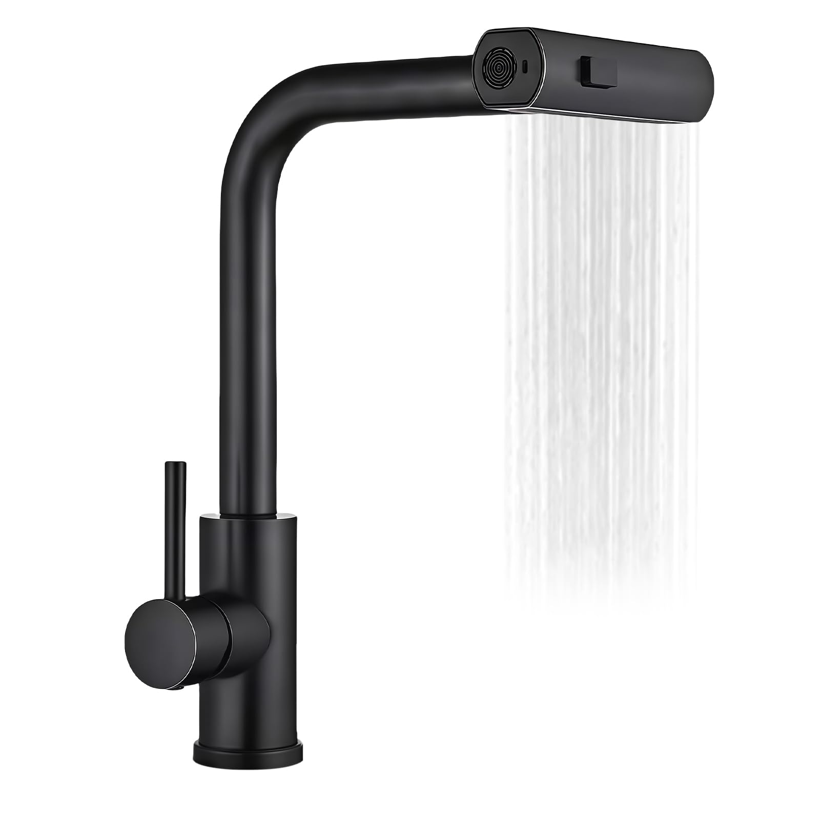 Robinet de cuisine cascade noir haute pression extractible