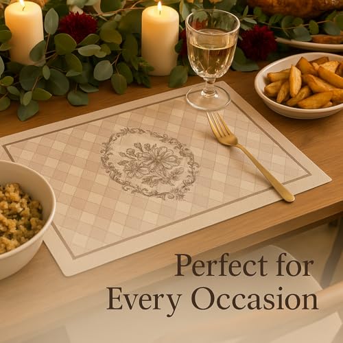 Image of YELONA Leather Dining Table Placemats Set of 4 - Waterproof, Heat Resistant, Anti-Slip, Easy to Clean Table Mats for Dining Table, Kitchen & Home Decor (Pastel Pink, 40 x 30 cm)