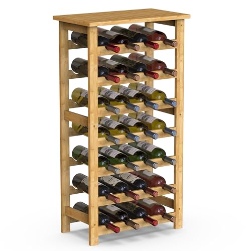 BAKAJI Cantinetta Portavino in Legno Bambù con 28 Scomparti per